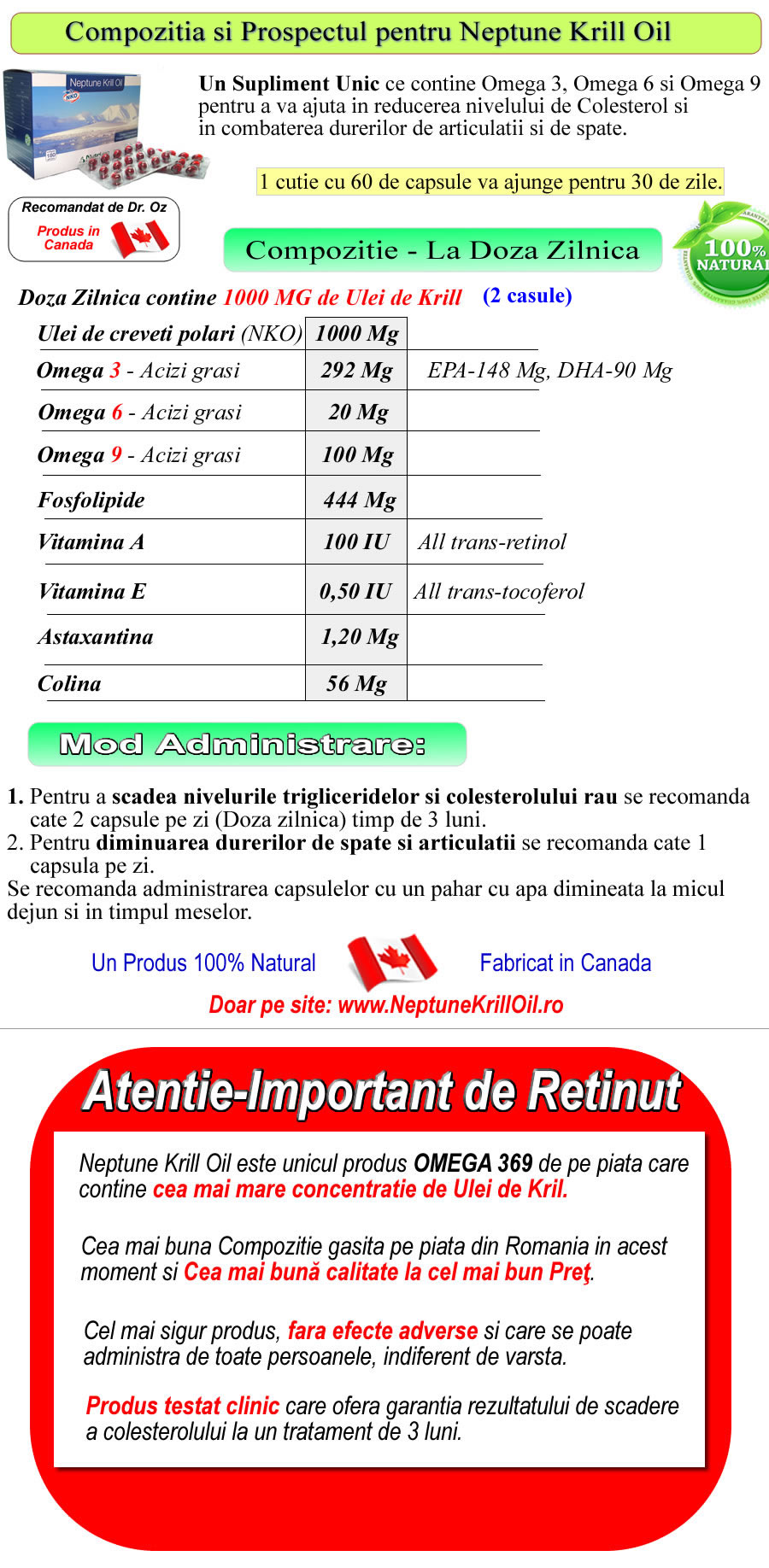 Prospect, Compozitie Krill Oil